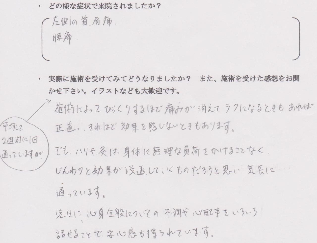慢性的なぎっくり腰、疲れによる腰の痛みと肩凝り