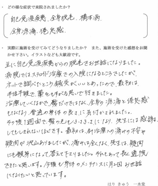 千葉鍼灸一水堂30代男性